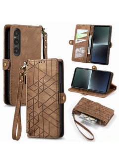 Case Cover For For Sony Xpreia Ace III Geometric Zipper Wallet Side Buckle Leather Phone Case(Brown)