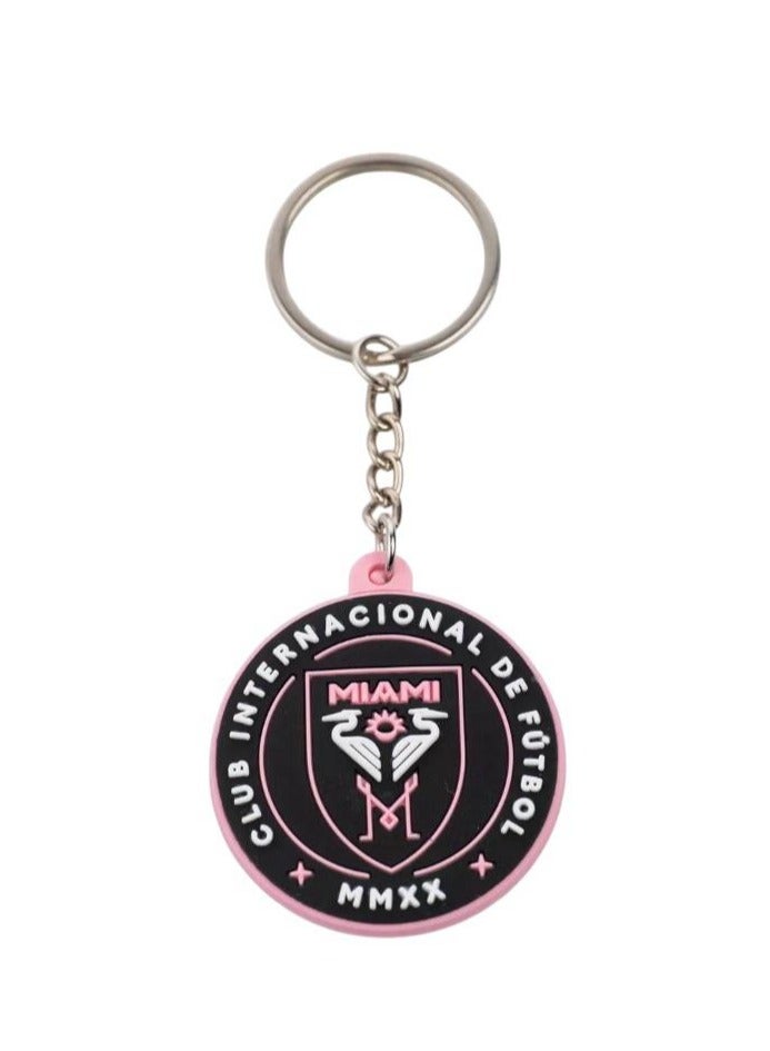 MARIO DRAFTS Inter Miami CF Football Club Logo Keychain, Pink and Black, MMXX Design - Image 3