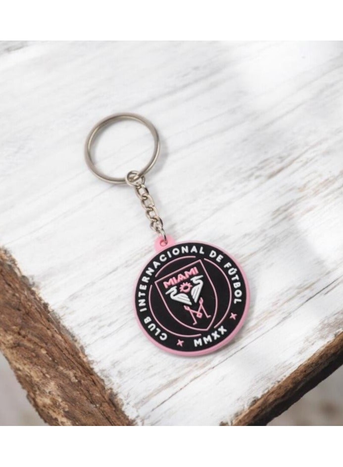 MARIO DRAFTS Inter Miami CF Football Club Logo Keychain, Pink and Black, MMXX Design - Image 5