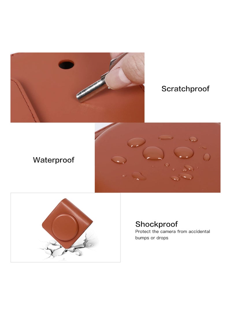 Square SQ1 Case - Protective Case for Fujifilm Instax Square SQ1 Instant Camera - PU Leather Cover with Adjustable Shoulder Strap - Orange Brown - Image 5