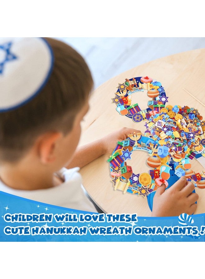 Yilloog 12 Kits Hanukkah Wreath Craft Kit DIY Felt Menorah Gold Coin Happy Hanukkah Wreath Chanukah Art Projects for Hanukkah Party Home Living Room Classroom Decorations Activities - Image 4