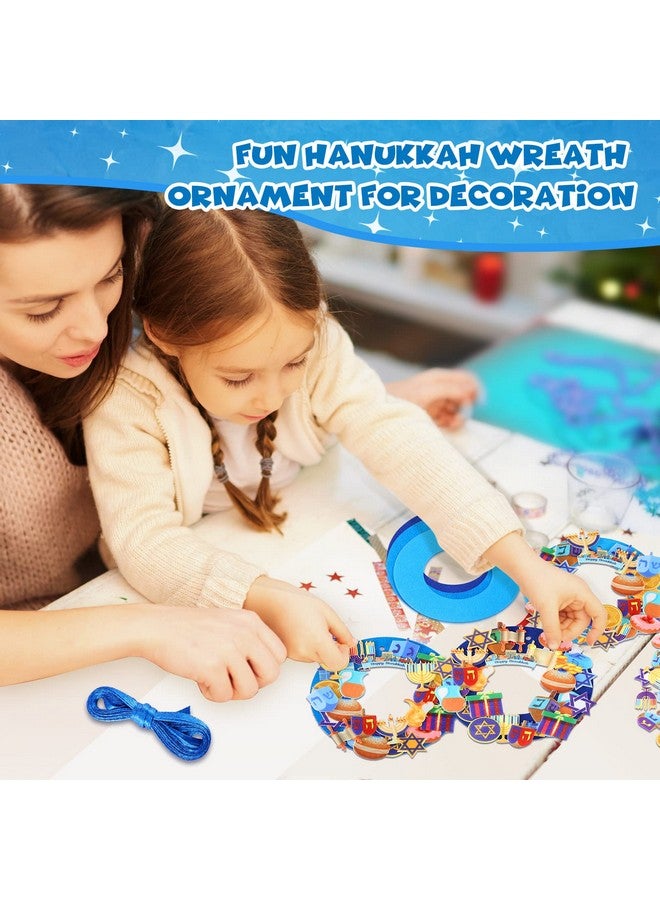 Yilloog 12 Kits Hanukkah Wreath Craft Kit DIY Felt Menorah Gold Coin Happy Hanukkah Wreath Chanukah Art Projects for Hanukkah Party Home Living Room Classroom Decorations Activities - Image 2