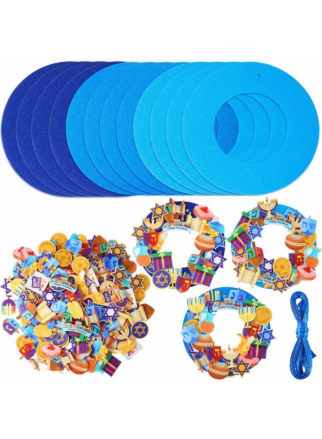 Yilloog 12 Kits Hanukkah Wreath Craft Kit DIY Felt Menorah Gold Coin Happy Hanukkah Wreath Chanukah Art Projects for Hanukkah Party Home Living Room Classroom Decorations Activities - Image 1