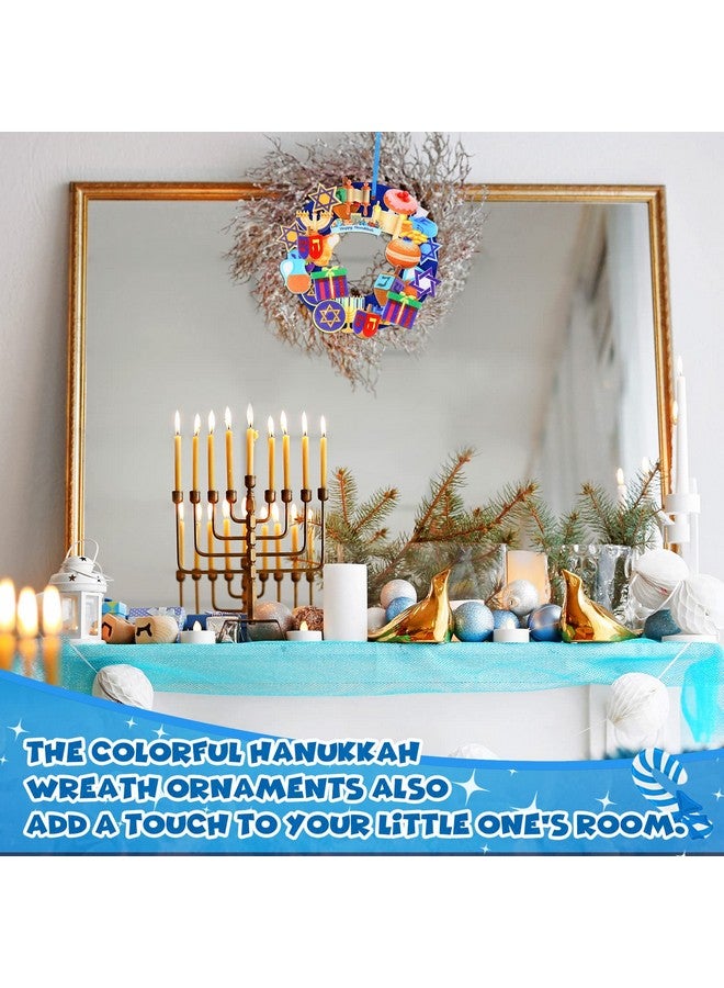 Yilloog 12 Kits Hanukkah Wreath Craft Kit DIY Felt Menorah Gold Coin Happy Hanukkah Wreath Chanukah Art Projects for Hanukkah Party Home Living Room Classroom Decorations Activities - Image 5