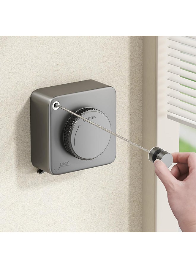 MIXDE Retractable Clothesline, Indoor/Outdoor Clothesline, Anti-Sag Retractable Laundry Line, Stainless Steel Wall Mounted, No Hole Punching, for Home/Hotel (Grey, 4.8m) - Image 1
