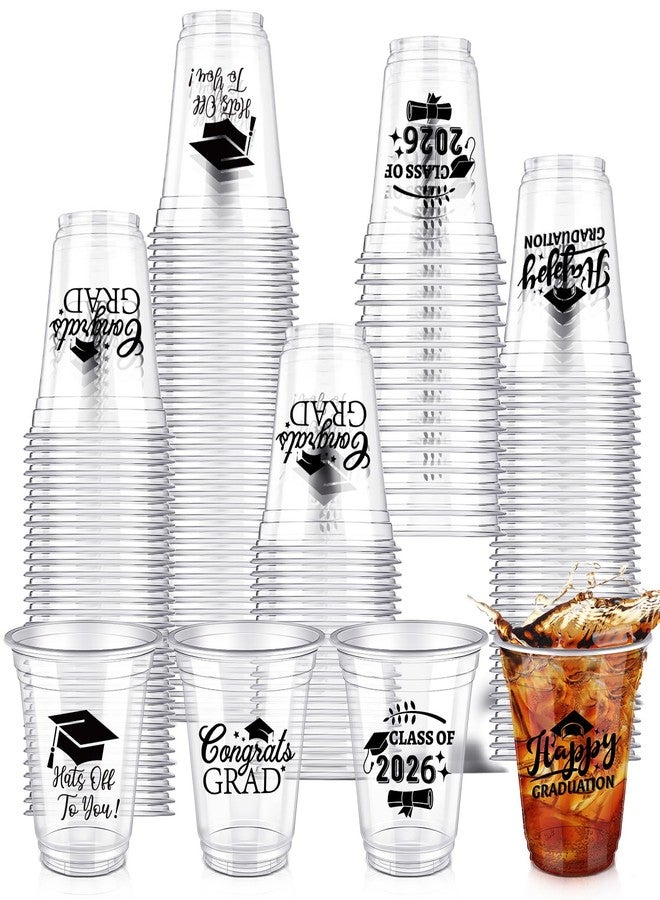 Eaasty 100 Pcs 12oz Graduation Cups 2026 Disposable Plastic Cups for Class of 2026 Graduation Party Congrats Grad Elegant Party Supplies Tableware Decorations (Clear) - Image 1