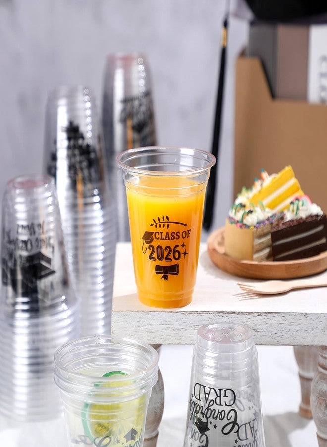 Eaasty 100 Pcs 12oz Graduation Cups 2026 Disposable Plastic Cups for Class of 2026 Graduation Party Congrats Grad Elegant Party Supplies Tableware Decorations (Clear) - Image 5