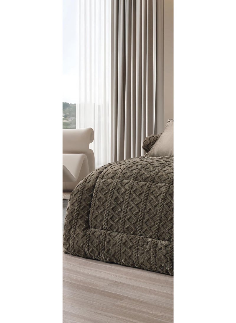 مينجلي مفرش سرير نفرين مخمل شتوي فخم بتصميم انيق وخامة تمنحك الدفئ والراحة 6 قطع، مقاس اللحاف 240x220 سم - Image 3