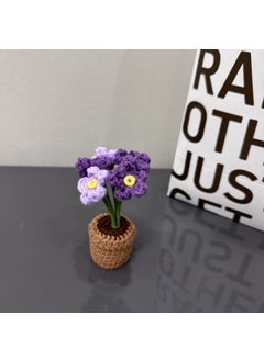 Generic DIY Mini Potted Roses Crochet Knit Tulips Office Décor Forget-me-not small potted products 