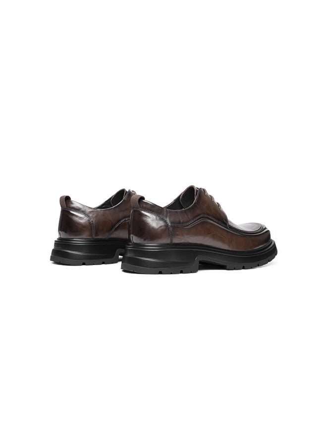 RED DRAGONFLY Hongqingting Formal Leather Shoes, Spring And Autumn Men's Thick-soled Heightening Derby Shoes, Wrinkled Cowhide Business Men's Shoes, Wta34287, Brown, Size 41 - Image 4