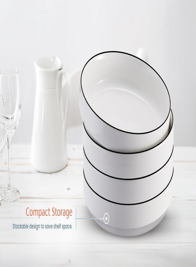 KooK Ceramic Large Pasta Bowls, Microwave and Dishwasher Safe, Great for Soups and Salads, Shallow Serving Bowls, Glossy Porcelain, 47 oz, Set of 4, French - Image 5