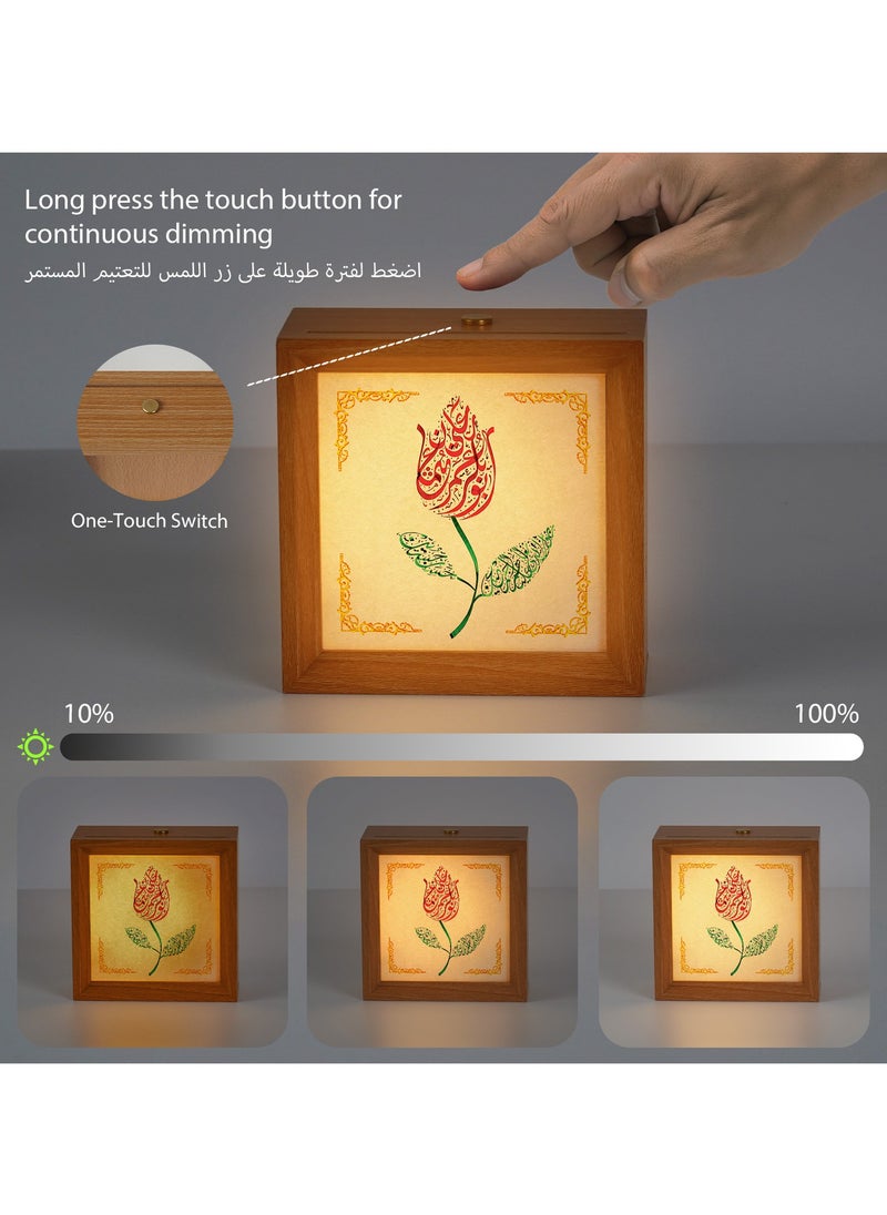 GALADUNE Wooden Night Light, Touch Control Table Lamp, Multi-Brightness with Continuous Dimming, Room, Holiday Party Decor, Replaceable Photo DIY Night Light Gift  - Image 2