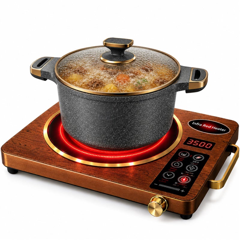 Infrared Ceramic Electric Stove, 3500W Digital Electric Cooking Heater, 4 Program Cooking Menu, Automatic Timing and Temperature, LED Display Flat Cooker, Works with All Kinds of Pots and Pyrex. - Image 4