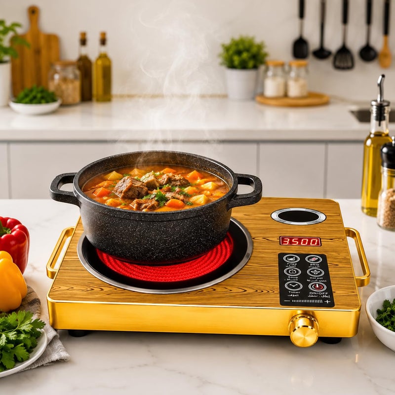 Infrared Ceramic Electric Stove, 3500W Digital Electric Cooking Heater, 4 Program Cooking Menu, Automatic Timing and Temperature, LED Display Flat Cooker, Works with All Kinds of Pots and Pyrex. - Image 1