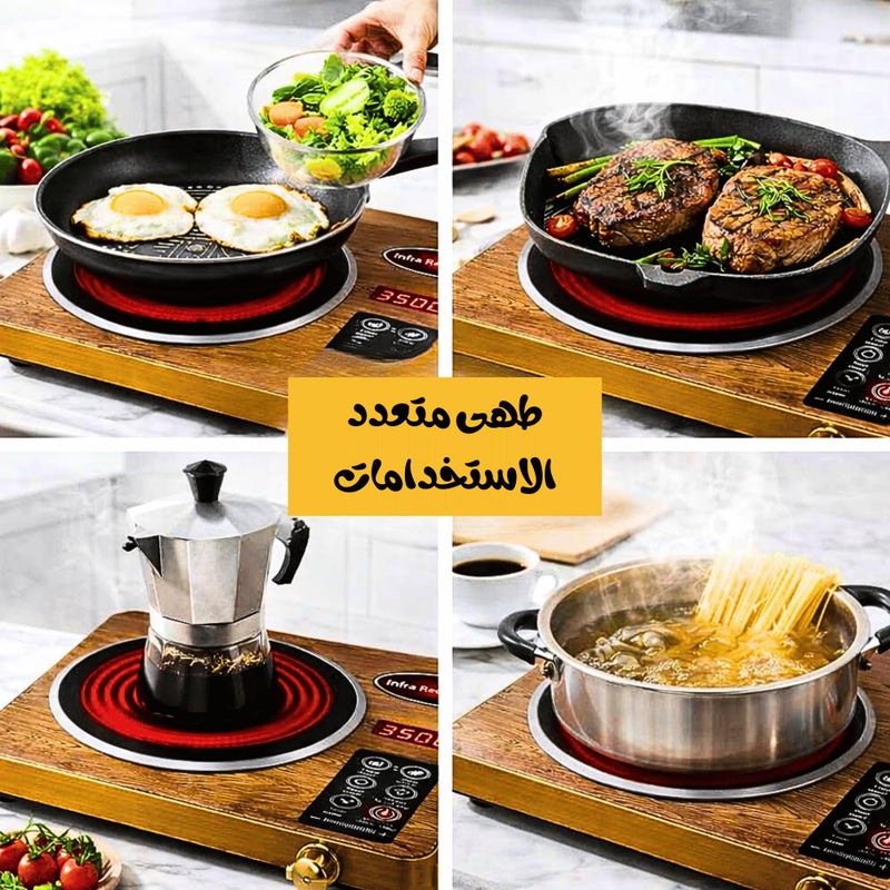Infrared Ceramic Electric Stove, 3500W Digital Electric Cooking Heater, 4 Program Cooking Menu, Automatic Timing and Temperature, LED Display Flat Cooker, Works with All Kinds of Pots and Pyrex. - Image 5