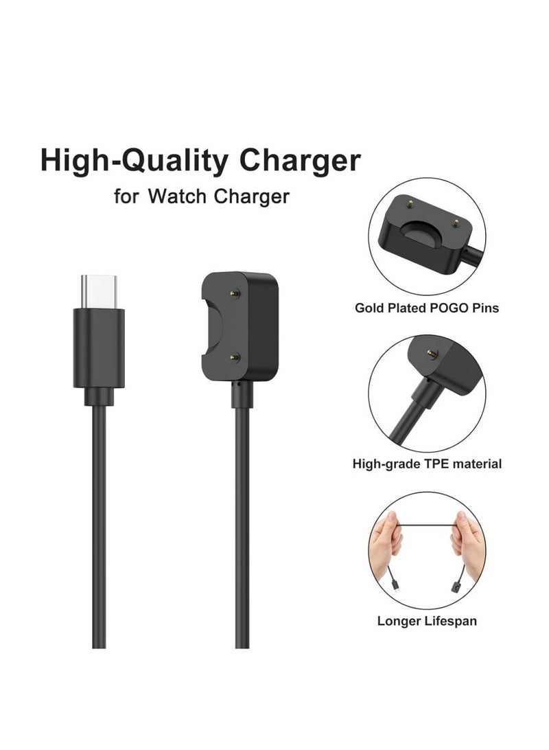 [عبوة 2] كابل شحن متوافق مع سامسونج جالكسي فيت 3، كابل شحن مغناطيسي بمدخل USB C بديل لساعة جالكسي فيت 3 SM-R390، سلك شحن بطول 100 سم/3.3 قدم (أسود) - Image 5