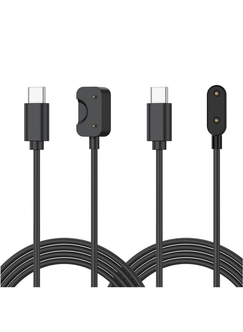 [عبوة 2] كابل شحن متوافق مع سامسونج جالكسي فيت 3، كابل شحن مغناطيسي بمدخل USB C بديل لساعة جالكسي فيت 3 SM-R390، سلك شحن بطول 100 سم/3.3 قدم (أسود) - Image 1