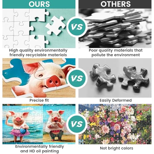 WSCXSC 300 Piece Puzzle for AdultsCute Pig Jigsaw Puzzle 300 Pieces Animals Lover Puzzles for Kids Adult Senior Premium Cardboard Puzzle for Relaxation Tabletop Family Activity Game Night Gifts - Image 5