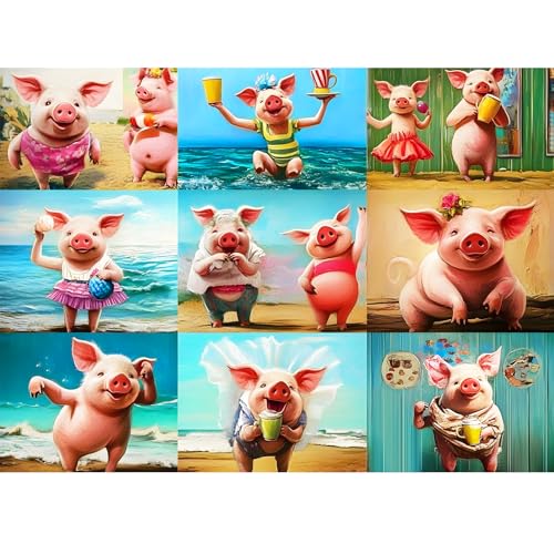 WSCXSC 300 Piece Puzzle for AdultsCute Pig Jigsaw Puzzle 300 Pieces Animals Lover Puzzles for Kids Adult Senior Premium Cardboard Puzzle for Relaxation Tabletop Family Activity Game Night Gifts - Image 1