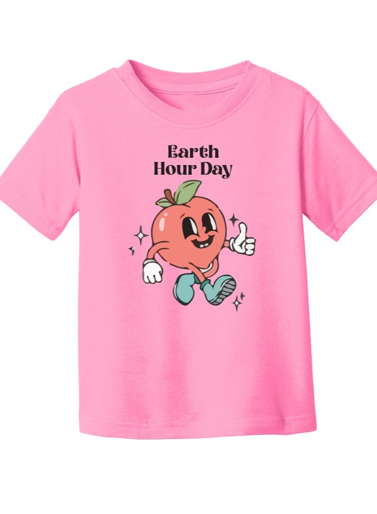 Trendy Kids Girls T-Shirt for Earth Hour Day - Round Neck Short Sleeve - Go Green with Earth Hour Day Girls Eco-Friendly T-Shirt - Save the Planet