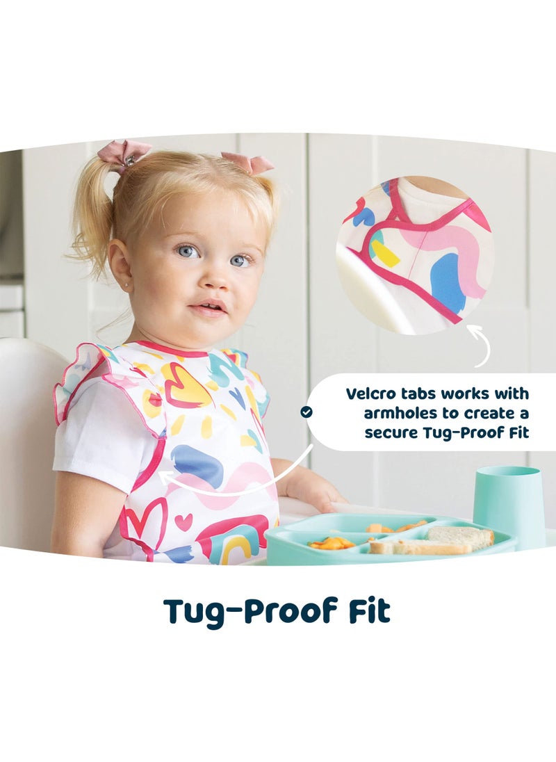 Tiny Twinkle Tiny Twinkle Mess Proof Baby Bib - Waterproof Baby Apron - Machine Washable - PVC, BPA, & Phthalate Free - Great Travel Bib for Baby Eating - Baby Food Bibs (Rose, Small 6-24 Months)  - Image 4