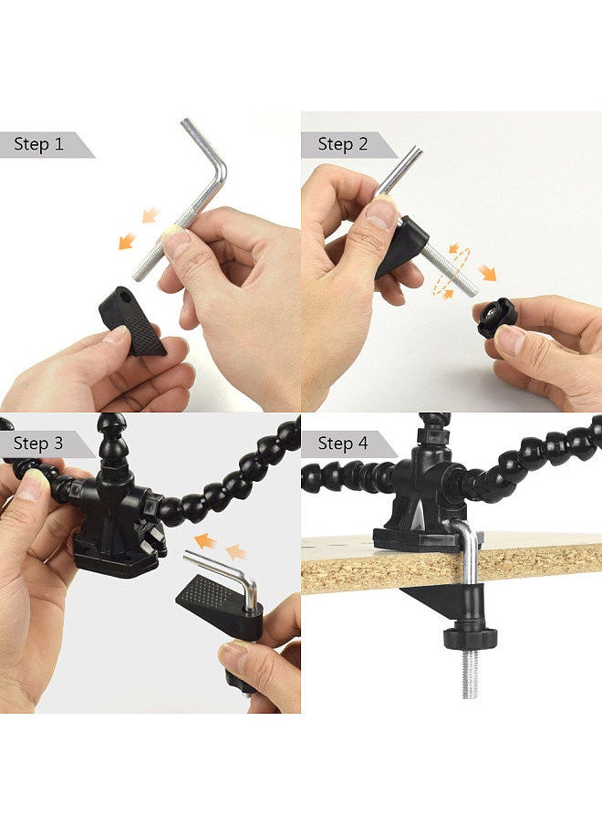 Generic - Helping Hands Soldering Third Hand PCB Tool with 3 Flexable Arms Rotatable Clips and Stable Desk Clamp Base - Image 1