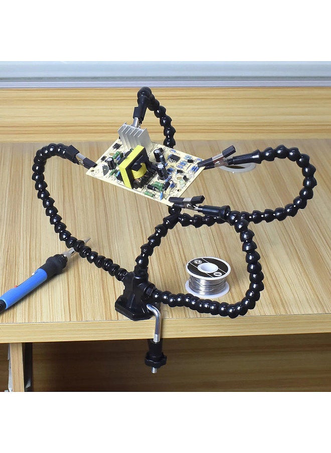 Generic - Helping Hands Soldering Third Hand PCB Tool with 3 Flexable Arms Rotatable Clips and Stable Desk Clamp Base - Image 1