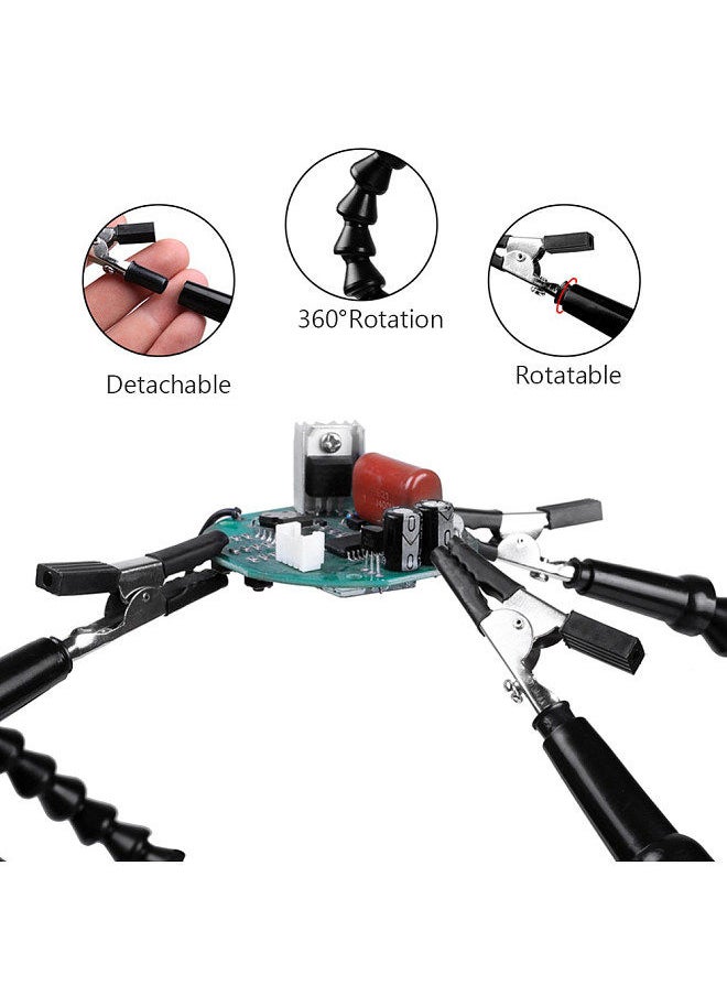 Generic - Helping Hands Soldering Third Hand PCB Tool with 3 Flexable Arms Rotatable Clips and Stable Desk Clamp Base - Image 1