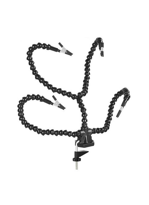 Helping Hands Soldering Third Hand PCB Tool with 3 Flexable Arms Rotatable Clips and Stable Desk Clamp Base