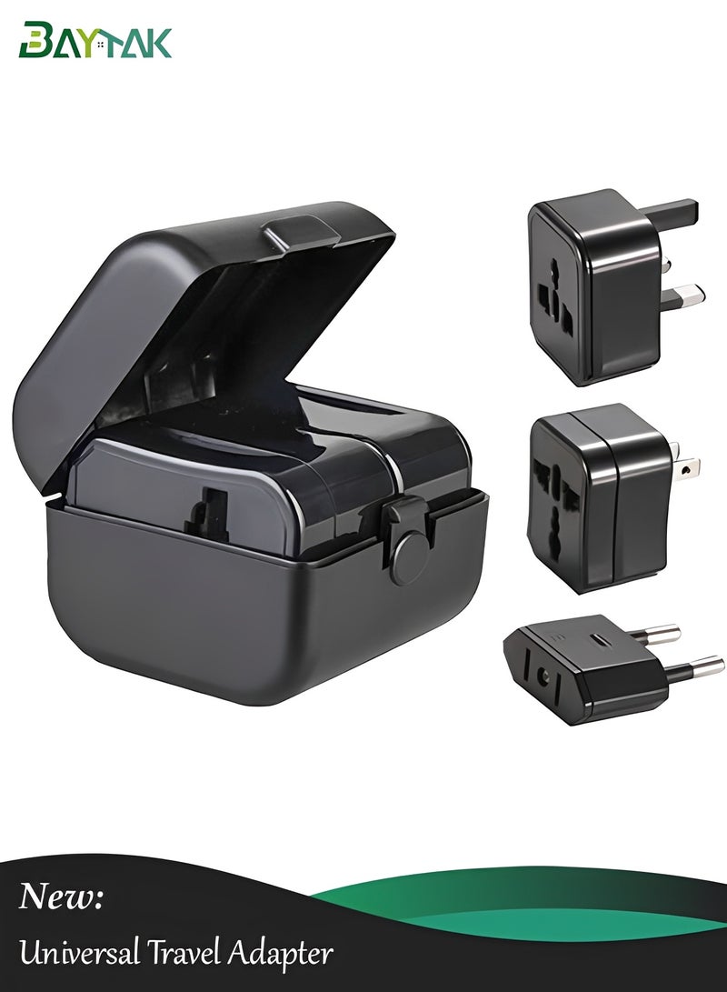 Baytak Universal Travel Adapter with 3 Sockets, All-in-One International Travel Adapter for EU UK US AU, Multi Socket Power Converter - Image 1