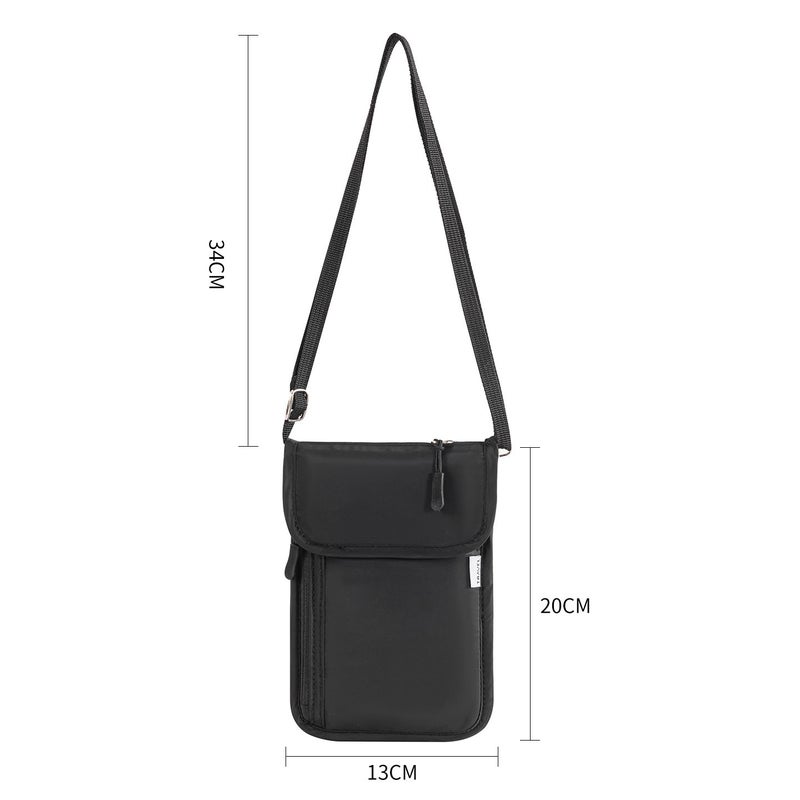 Multi-Layer Passport Bag with Shoulder Strap, Waterproof Travel Organizer - Image 1