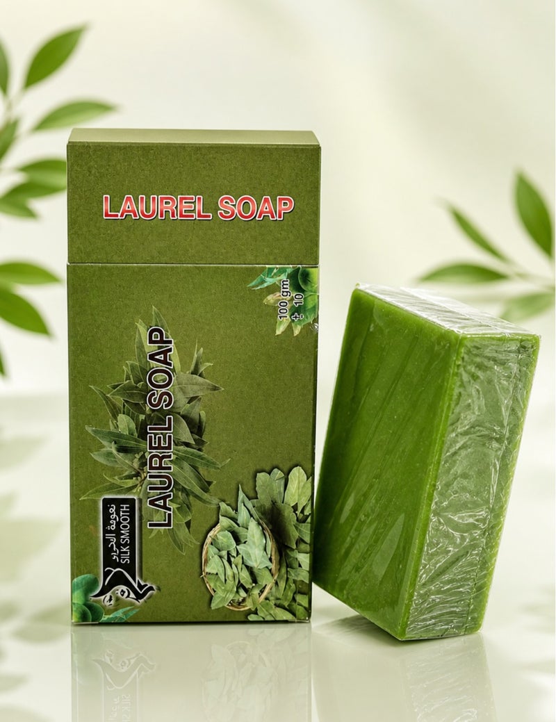 SILK SMOOTH Laurel Soap 100g – Natural Laurel Leaf Soap for Deep Cleansing, Acne Care & Skin Nourishment – Gentle Herbal Bar for Face & Body - Image 1