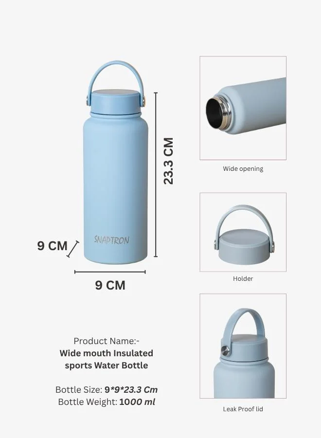 Casa Quesera  SNAPTRON® Wide mouth 1000ml Insulated Sports Water Bottle – Large Capacity, Portable, Leakproof with Anti-Slip Bottom  | Best Price UAE