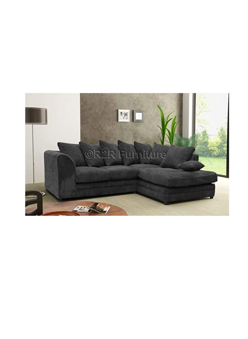 R2R FURNITURE Mia Designer L-Shape Sofa With Left Side L Charcoal Grey 