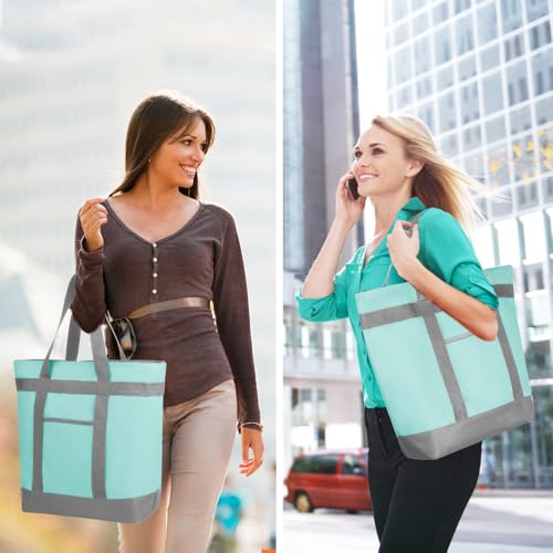 CIVJET Insulated Reusable Tote Bag for Grocery Shopping for Women/Men, Pizza/Food Delivery Bag to Keep Food Cold/Hot for Commercial Food Transport, Cooler bags for Travel/Beach/Picnic, Green - Image 2