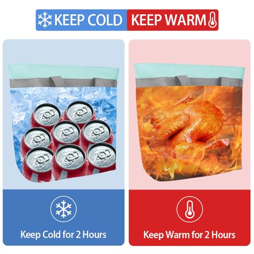 CIVJET Insulated Reusable Tote Bag for Grocery Shopping for Women/Men, Pizza/Food Delivery Bag to Keep Food Cold/Hot for Commercial Food Transport, Cooler bags for Travel/Beach/Picnic, Green - Image 4