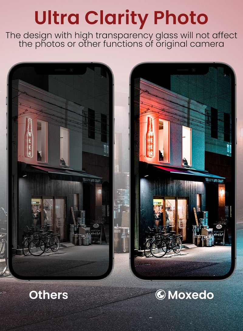 Moxedo واقي عدسة الكاميرا من موكسيدو، زجاج مقوى 9H، غطاء حماية للكاميرا بحلقة فردية من سبائك الألومنيوم متوافق مع آيفون 12 برو ماكس مقاس 6.7 بوصة - أزرق باسيفيك - Image 4
