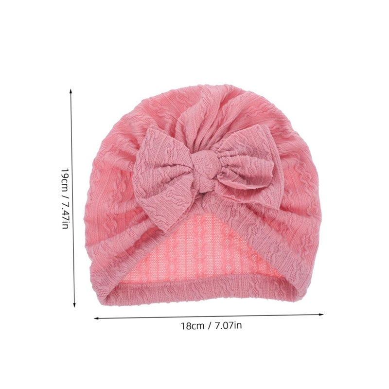 Pink Baby Girl Bow Hat And Bonnet Set Fabric Hair Accessories Size 18 Years - Image 3