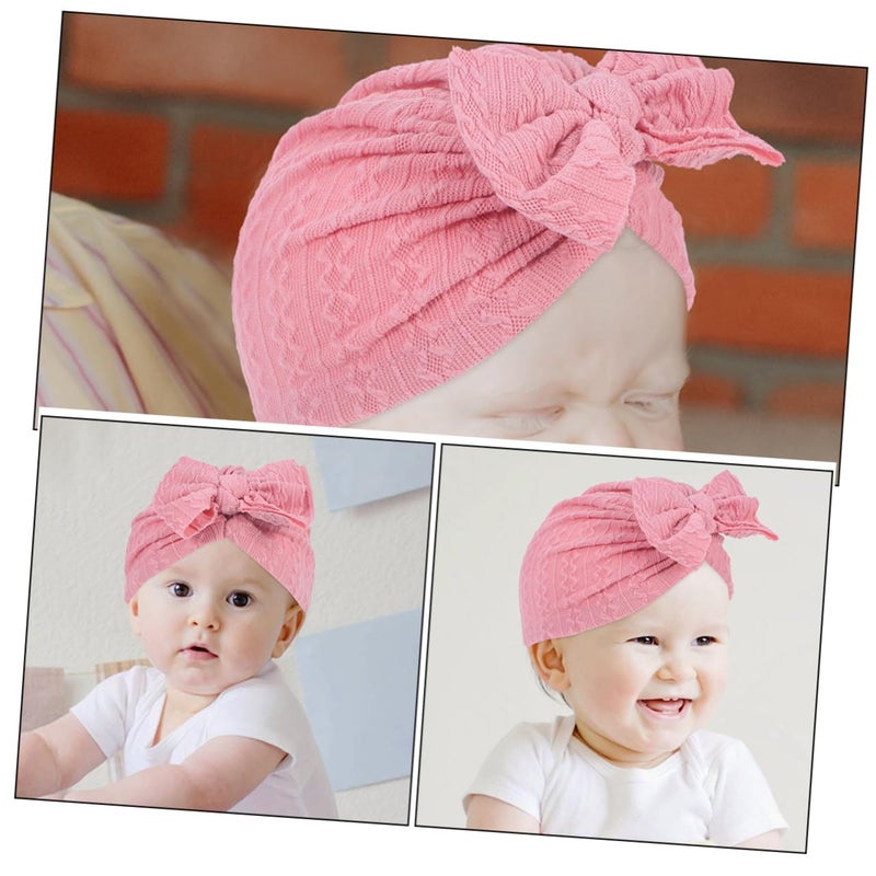 Pink Baby Girl Bow Hat And Bonnet Set Fabric Hair Accessories Size 18 Years - Image 5
