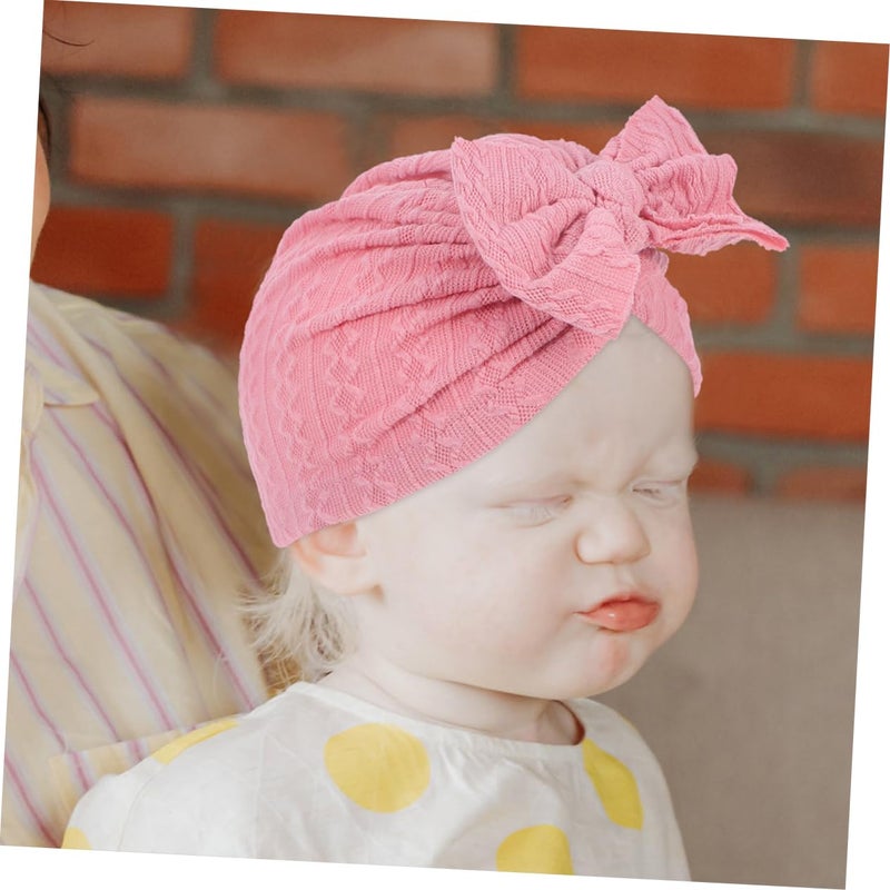 Pink Baby Girl Bow Hat And Bonnet Set Fabric Hair Accessories Size 18 Years - Image 4