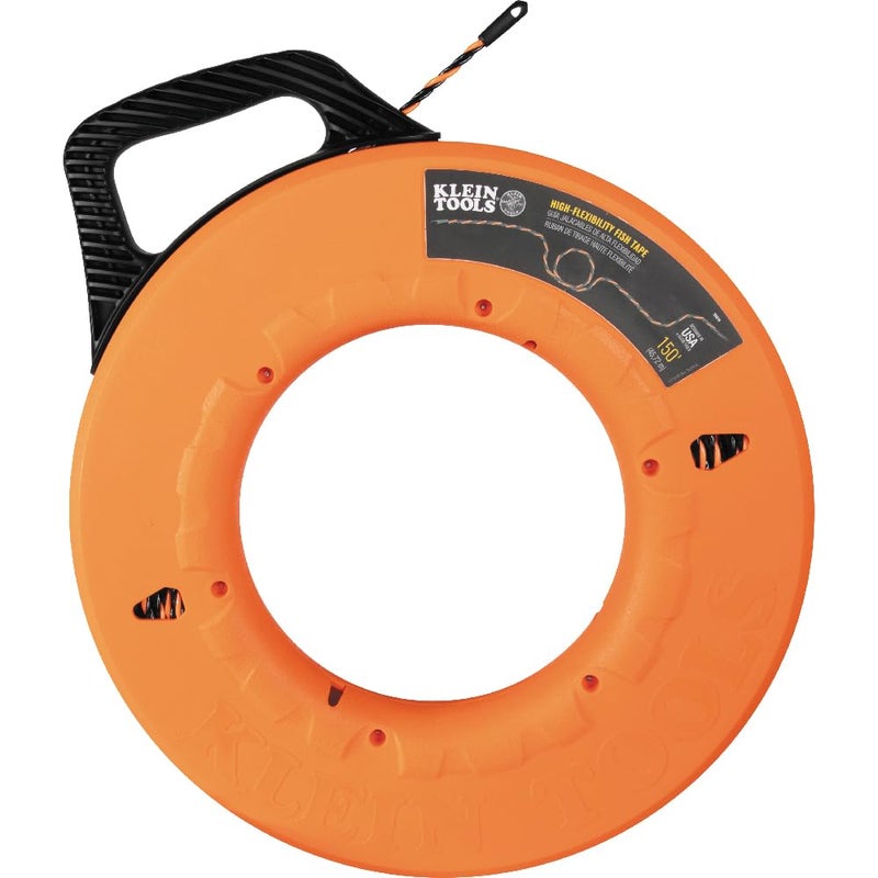 Klein Tools 50376 150Foot Fish Tape HighFlex Polyester 3 Strand Braided Wire Puller Electrical Fish Tape with NonConductive Tip