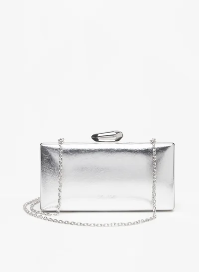 Flora Bella Solid Boxy Clutch with Metallic Chain Strap By Shoexpress