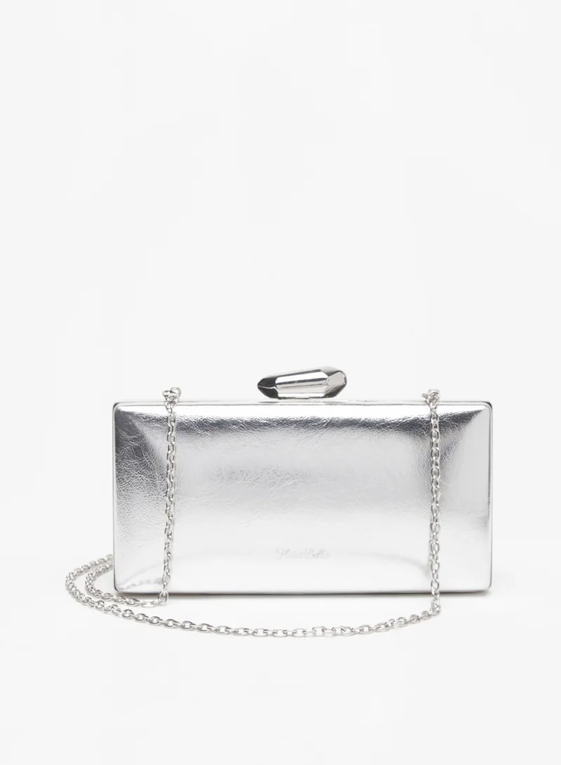 Flora Bella Solid Boxy Clutch with Metallic Chain Strap By Shoexpress