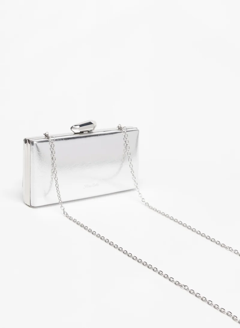 Flora Bella Solid Boxy Clutch with Metallic Chain Strap By Shoexpress