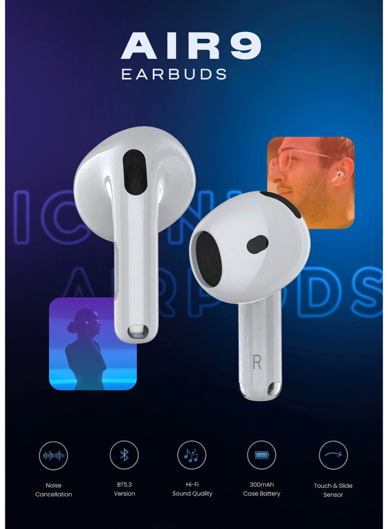 G-TAB AIR 9 TWS Earbuds, Bluetooth 5.3 Wireless Earbuds with 50H Standby Time, Quick Charge Type-C, Clear Calls Mic, Stereo Sound, Touch Control, Lightweight Comfortable Fit, Auto Pairing In-Ear Headphones - Image 2