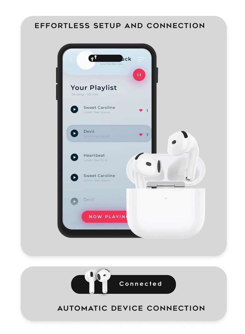 G-TAB AIR 9 TWS Earbuds, Bluetooth 5.3 Wireless Earbuds with 50H Standby Time, Quick Charge Type-C, Clear Calls Mic, Stereo Sound, Touch Control, Lightweight Comfortable Fit, Auto Pairing In-Ear Headphones - Image 5