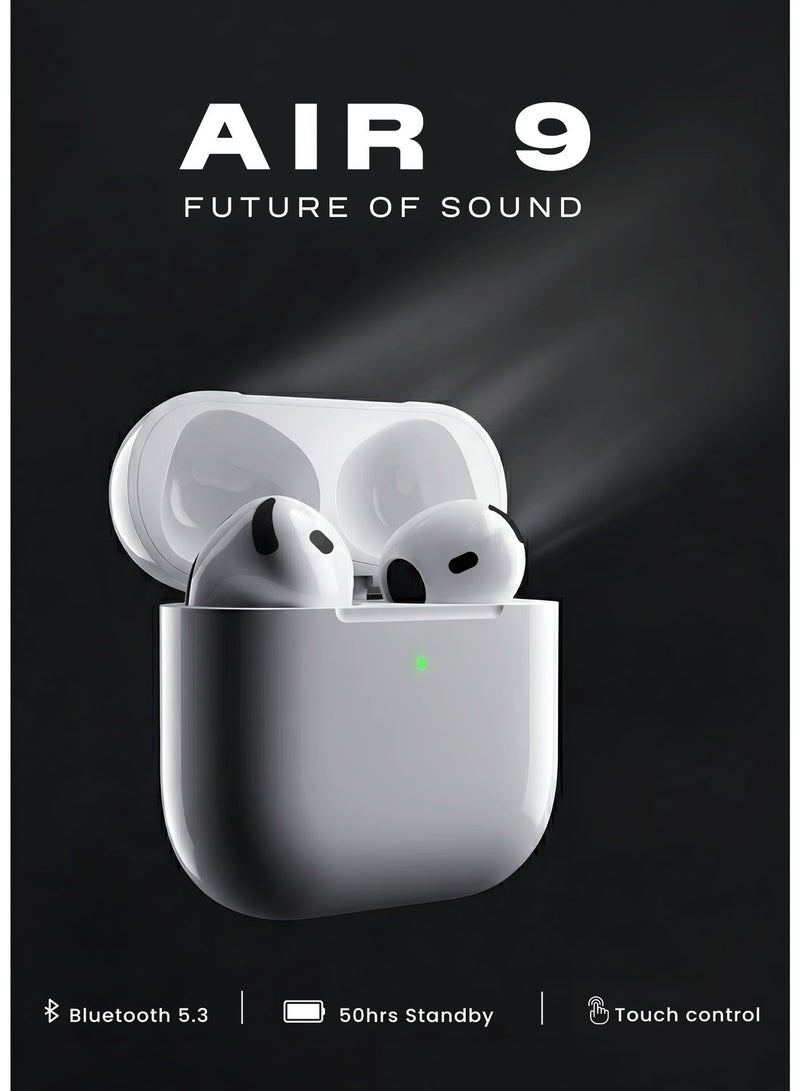 G-TAB AIR 9 TWS Earbuds, Bluetooth 5.3 Wireless Earbuds with 50H Standby Time, Quick Charge Type-C, Clear Calls Mic, Stereo Sound, Touch Control, Lightweight Comfortable Fit, Auto Pairing In-Ear Headphones - Image 4