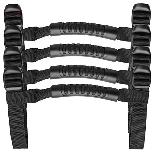 Bentolin 4 x Roll Bar Grab Handles Grip Handle Compatible for 1995-2021 Wrangler YJ TJ JK JKU JL Sports Sahara Freedom Rubicon X & Unlimited X 2/4 Door (Black) - Image 1