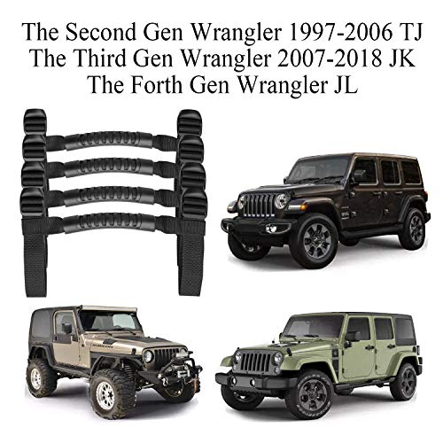 Bentolin 4 x Roll Bar Grab Handles Grip Handle Compatible for 1995-2021 Wrangler YJ TJ JK JKU JL Sports Sahara Freedom Rubicon X & Unlimited X 2/4 Door (Black) - Image 2