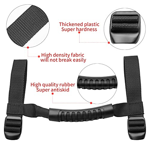 Bentolin 4 x Roll Bar Grab Handles Grip Handle Compatible for 1995-2021 Wrangler YJ TJ JK JKU JL Sports Sahara Freedom Rubicon X & Unlimited X 2/4 Door (Black) - Image 3